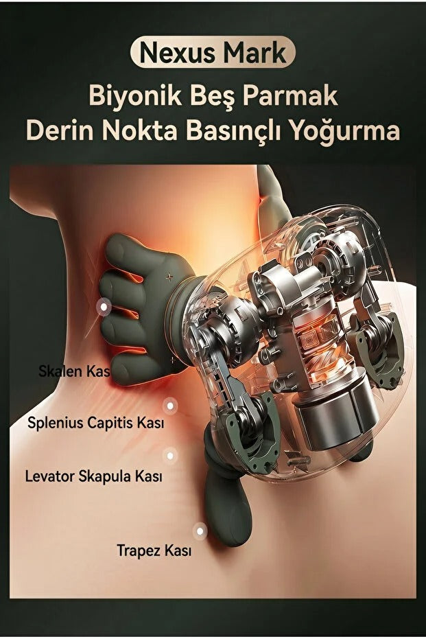 Isıtmalı Boyun & Sırt Masaj Aleti — 6D Biyonik El Masajı, Eller Serbest
